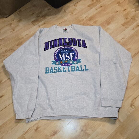 Vtg Fruit of‎ the Loom MN Sports Federation Crew Neck Sweatshirt XXL Embroidered - Picture 1 of 7